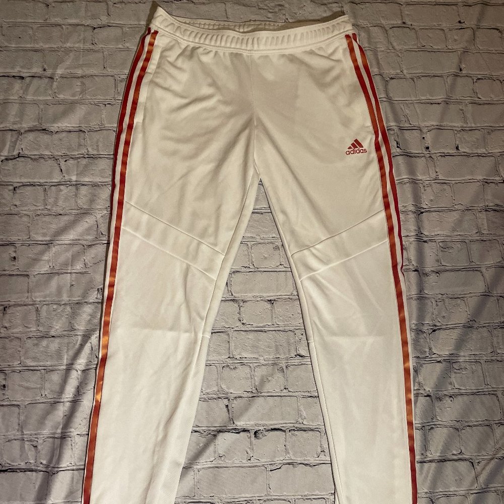White, Adidas, Soccer/ Jogger style sweats, Size M